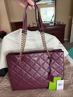 kate spade Emerson Place Phoebe Quilted Tote — Mulled Wine  NWT